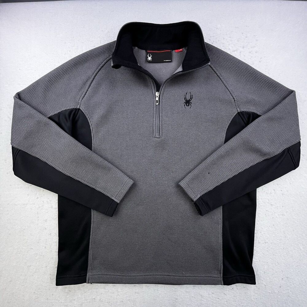 Spyder Outbound 1/2 Zip Sweater Men's Large Gray Black Fleece Sweatshirt